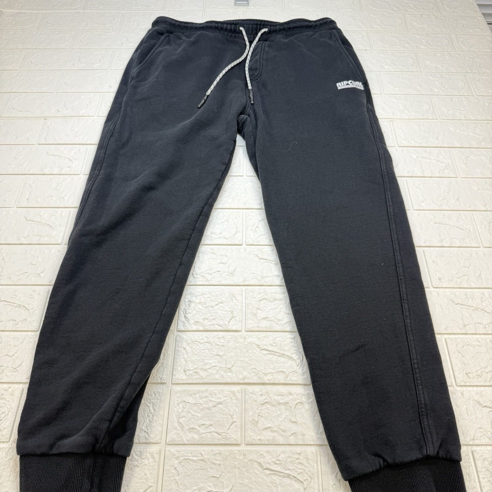 Rip Curl Black Sweats Mens Large Straight Fit Joggers Sweatpants Drawstring